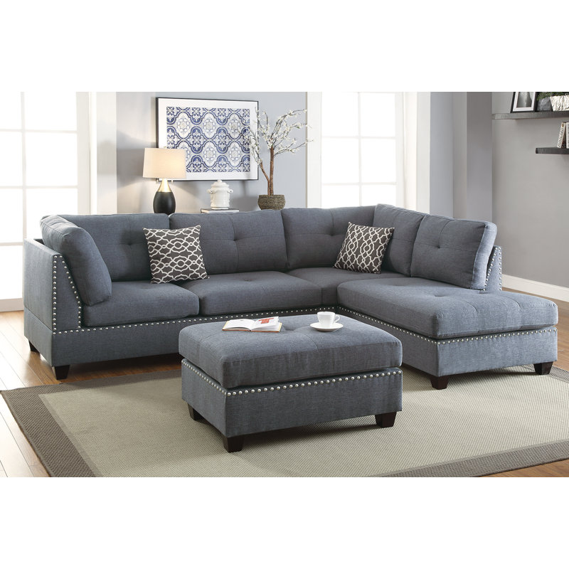 Winston Porter Milani 104" Wide Reversible Sofa & Chaise with Ottoman